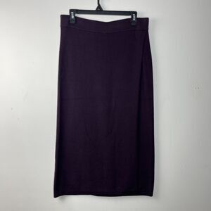 Banana Republic Sweater Wrap Skirt Womens Medium Purple Midi Pencil Knit Stretch